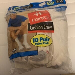 Hanes Cushion Crew Socks 10 Pair Pack - White